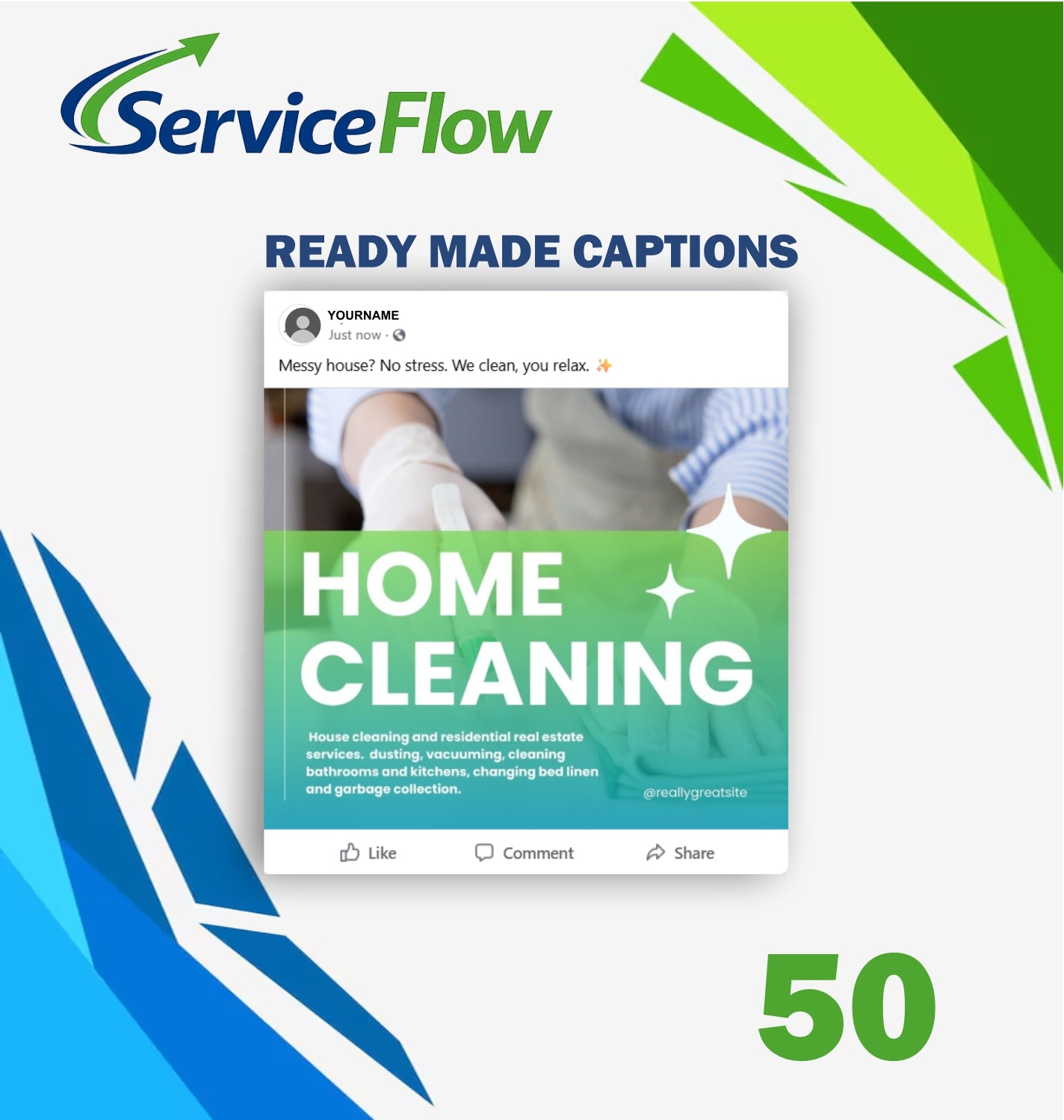 Meta captions for cleaning service
