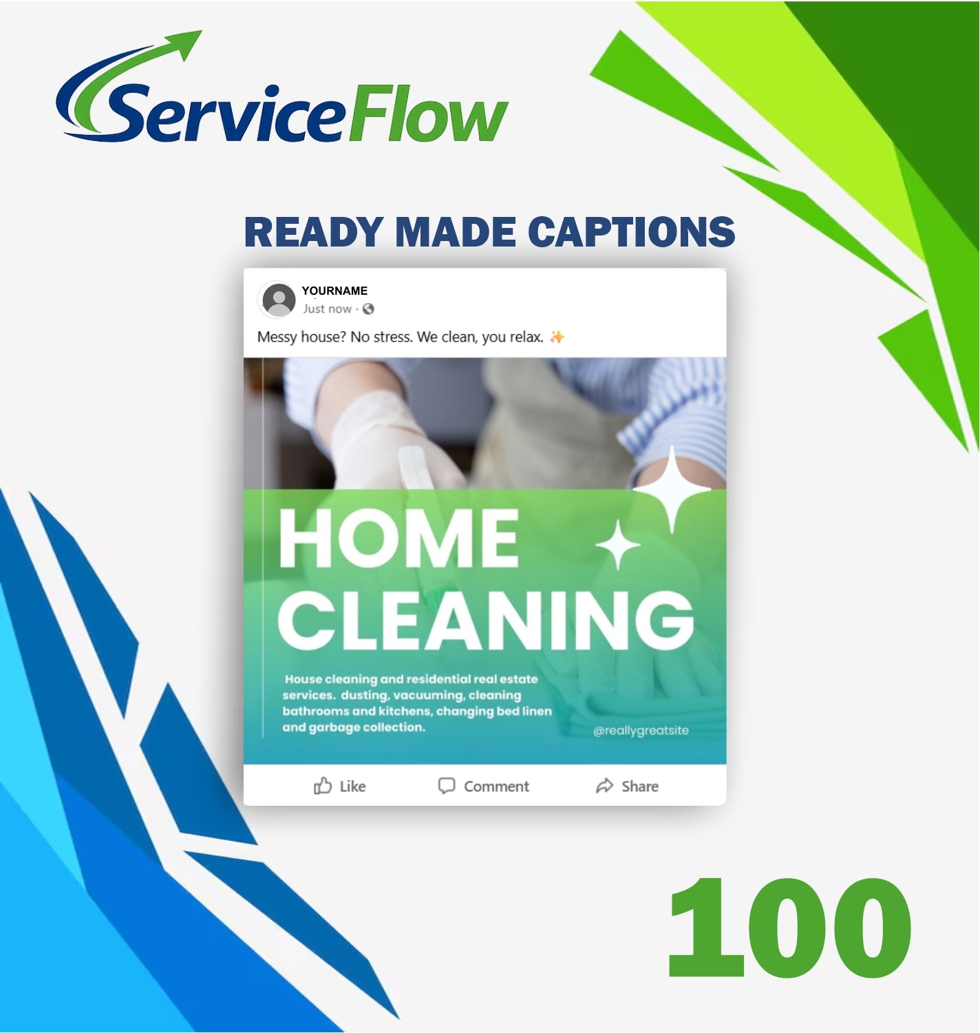 Meta captions for cleaning service
