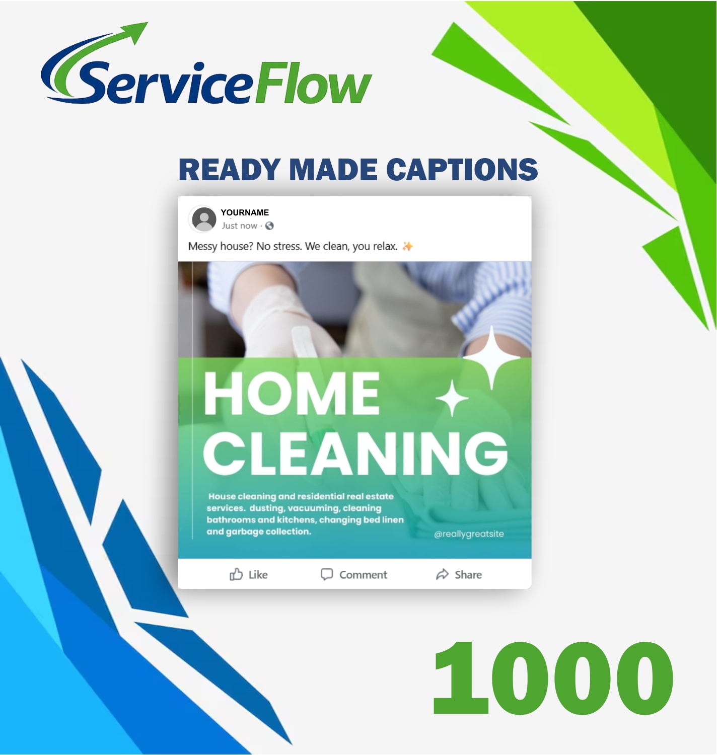 Meta captions for cleaning service